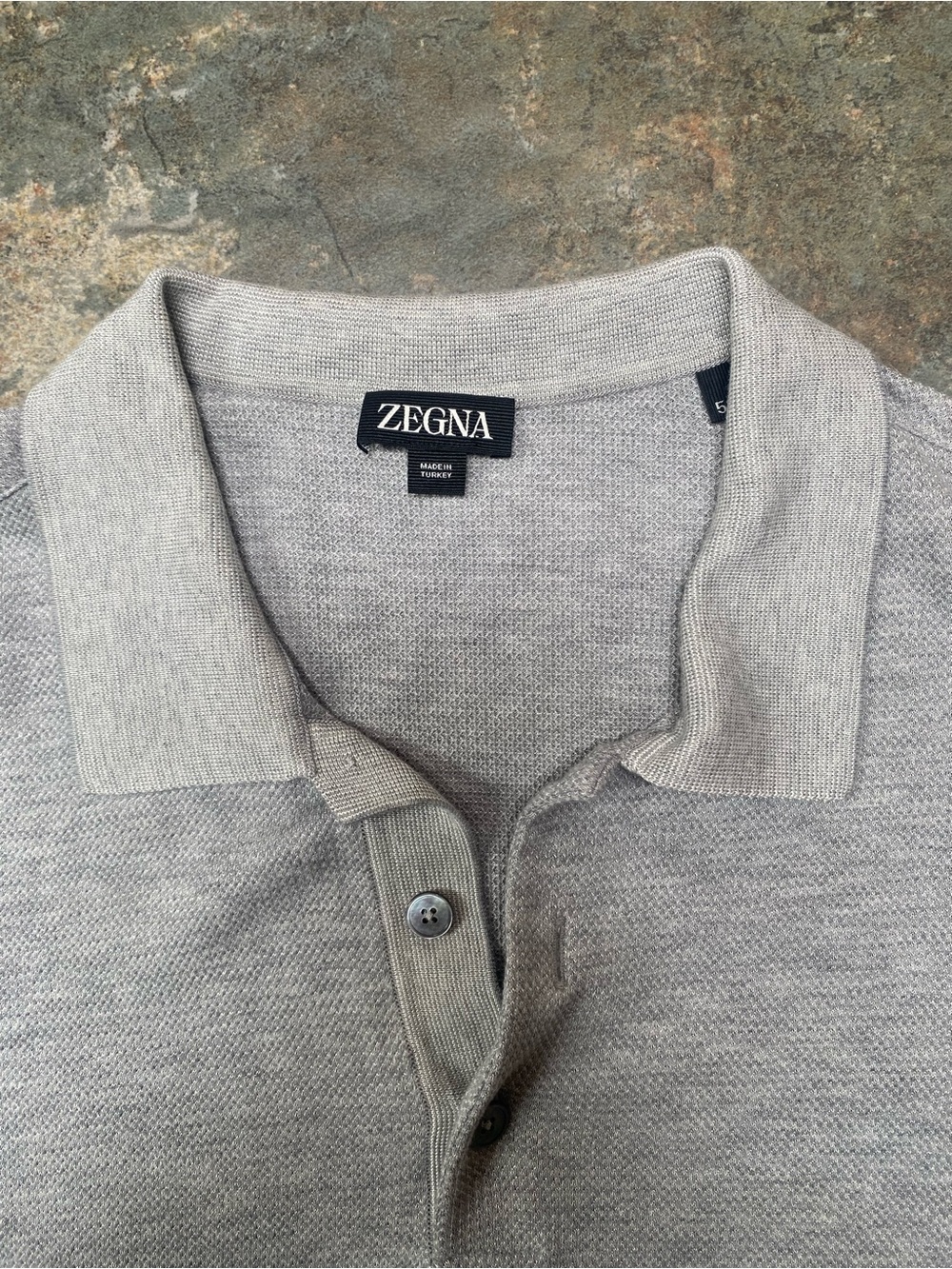 Recent Zegna Cotton and Silk Light Gray Polo Shirt